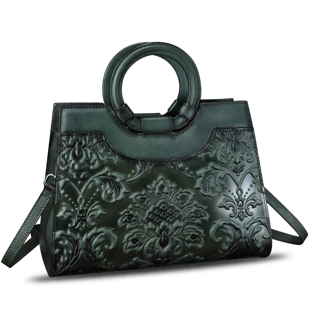 4369 Leather Purses and Handbags Vintage Embossed Leather Crossbody
